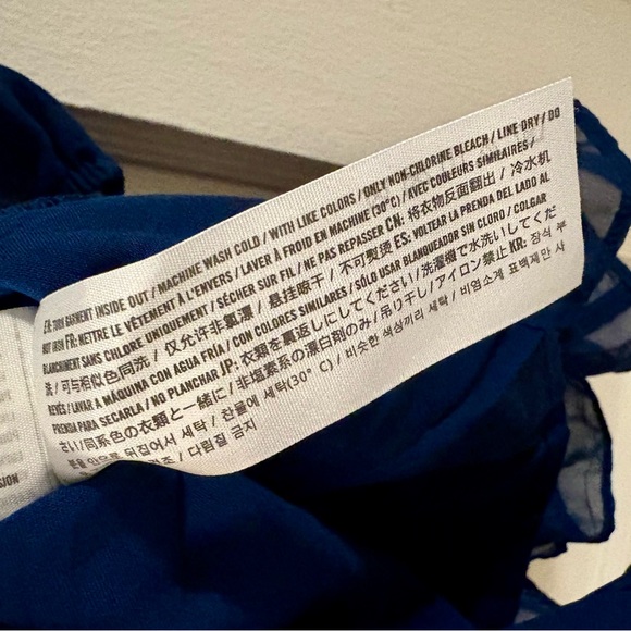 Abercrombie Long-Sleeve Ruched Babydoll Mini Dress in Blue - Picture 6 of 8